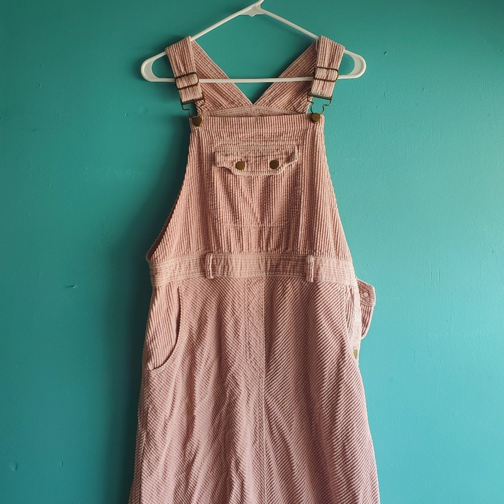 Pink Corduroy Overalls Dress